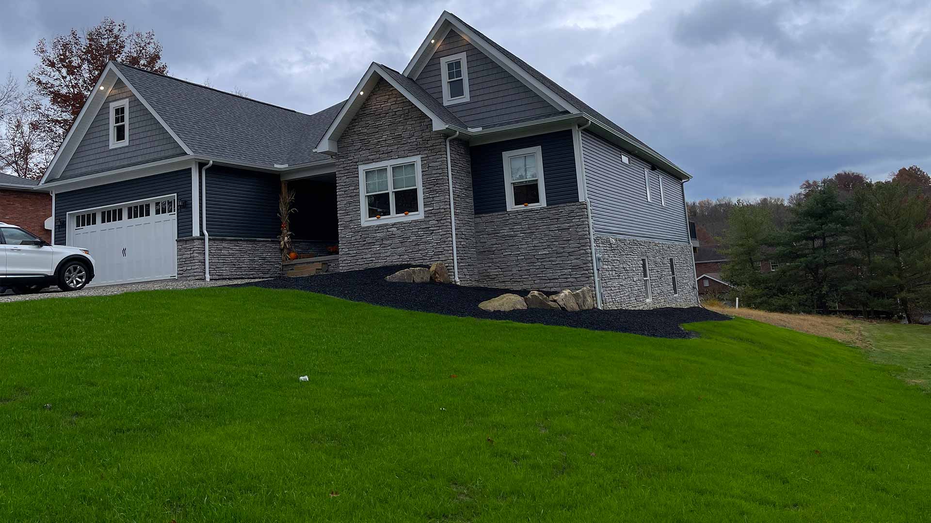 Lawn installation next to a house